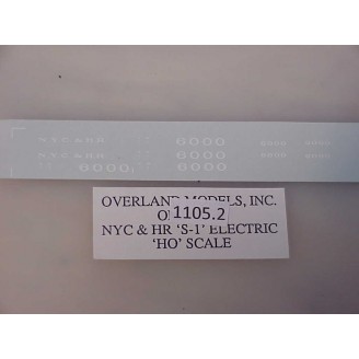 1105-2 - HO Scale - Overland Electric Loco Decals, NYC&H S-1, electric white - Pkg. 1 set
